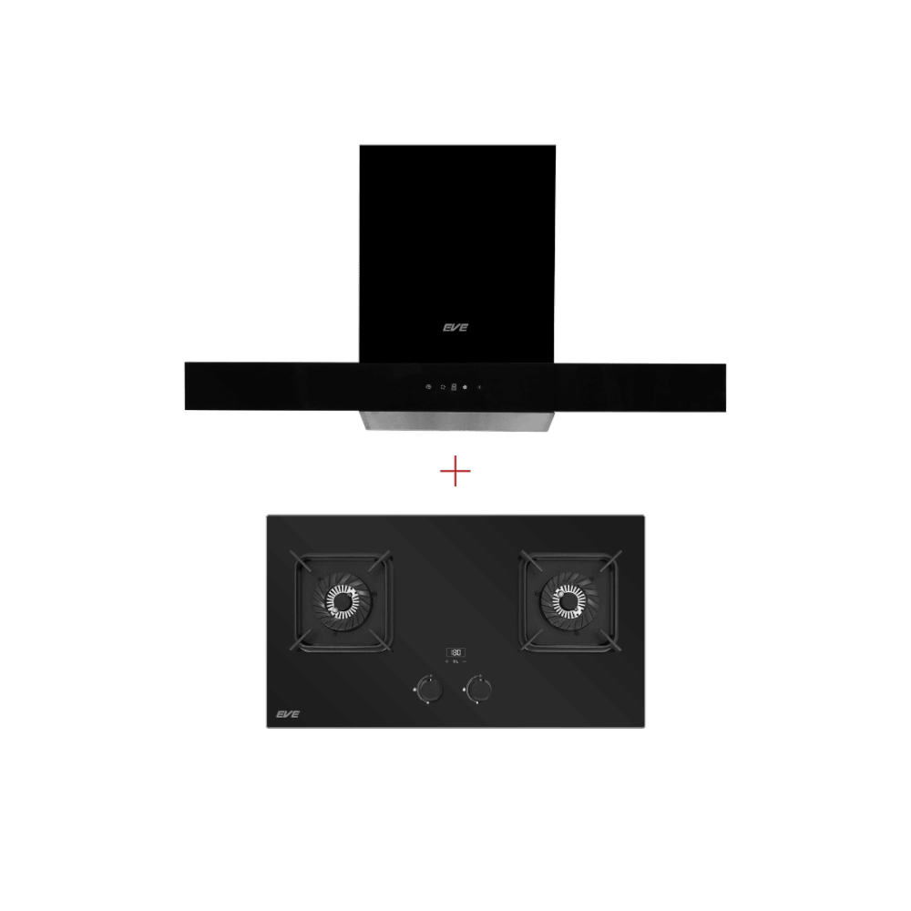 [HOMEPRO EXCLUSIVE] ชุดเซตเครื่องดูดควันติดผนังแบบกระโจม HC-LOFTBOX-90 90 CM + เตาแก๊ส 2 หัว แบบฝัง ฐานกระจก EVE รุ่น HB73-B789G/BG PLUS 73 CM_0